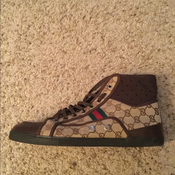 GUCCI GG GUCCISIMA WEB STRIPE HIGH TOP SNEAKERS - Picture 7 of 8